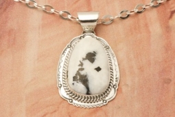 Native American Jewelry Genuine White Buffalo Turquoise Pendant